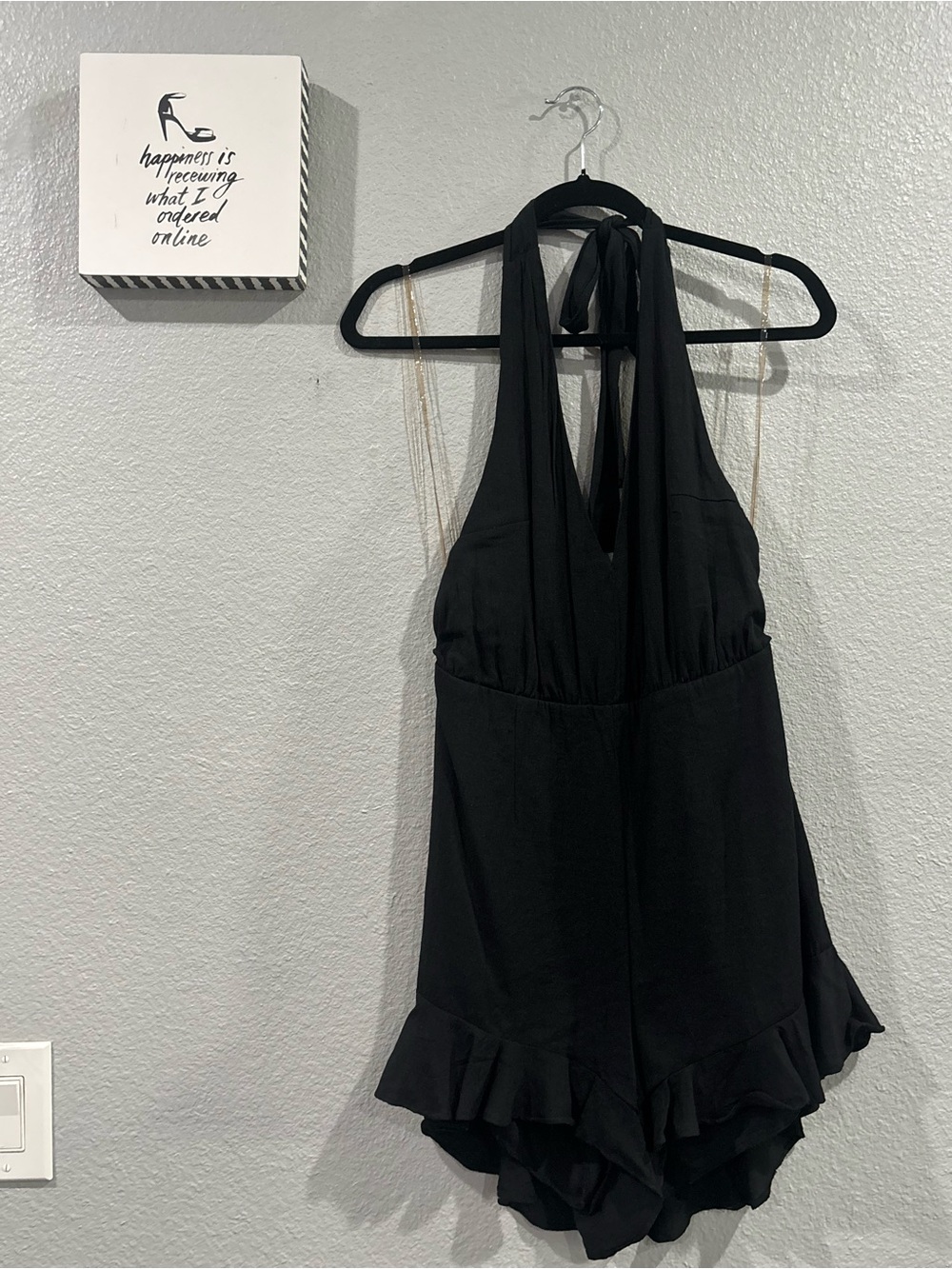 Trixxi Black Halter Ruffle Romper
